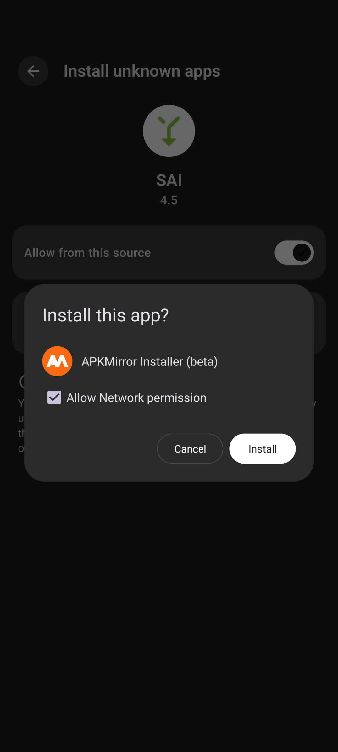 Allow SAI to install from this source